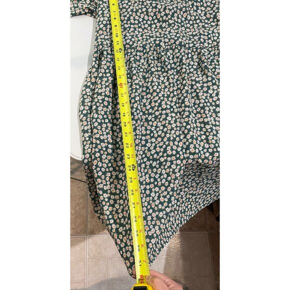 American Eagle Green Floral Mini Dress With Puff Sleeves Back Tie & Zipper Sz M - Picture 11 of 16